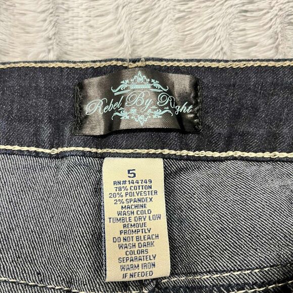 Rebel By Right Jeans Women 5 Skinny Dark Wash Stretch Mid Rise Denim Everyday - Picture 4 of 7
